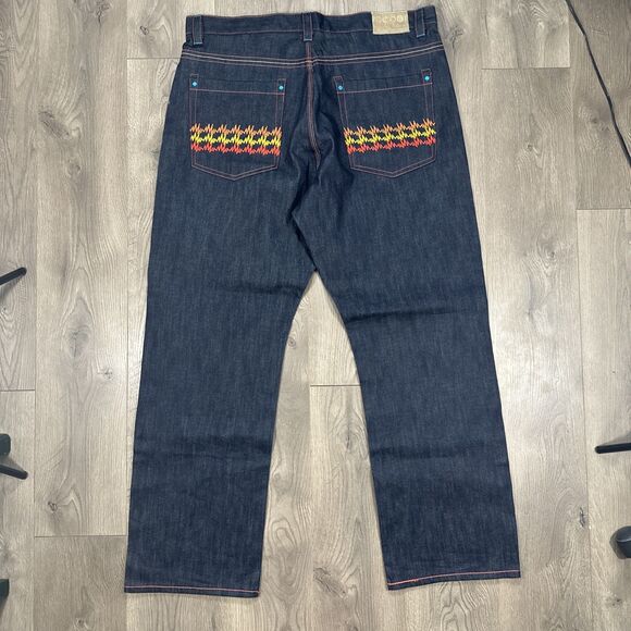 NWT Coogi Jeans Mens 42x35 Dark Blue Baggy Denim Embroidered Y2K NOS - Picture 1 of 14